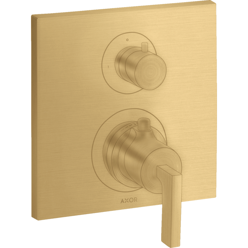 Bateria termo. z uchwytem jednoramiennym i zawór odcin./przeł. 2 odb., podtynk. Złoty brushed Citterio AXOR 39720250