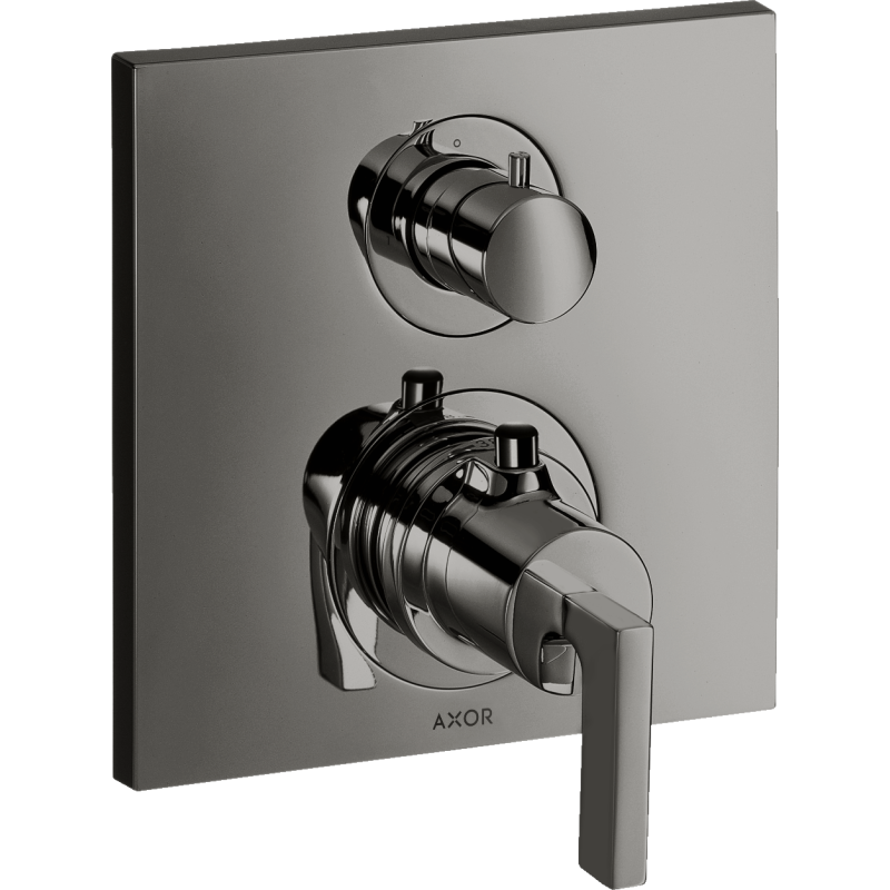 Bateria termo. z uchwytem jednoramiennym i zawór odcin./przeł. 2 odb., podtynk. Czarny Chrom poler Citterio AXOR 39720330