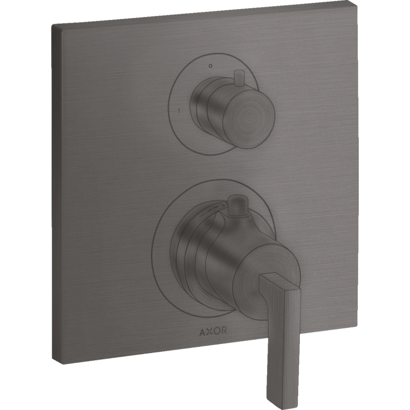 Bateria termo. z uchwytem jednoramiennym i zawór odcin./przeł. 2 odb., podtynk. Czarny Chrom brushed Citterio AXOR 39720340