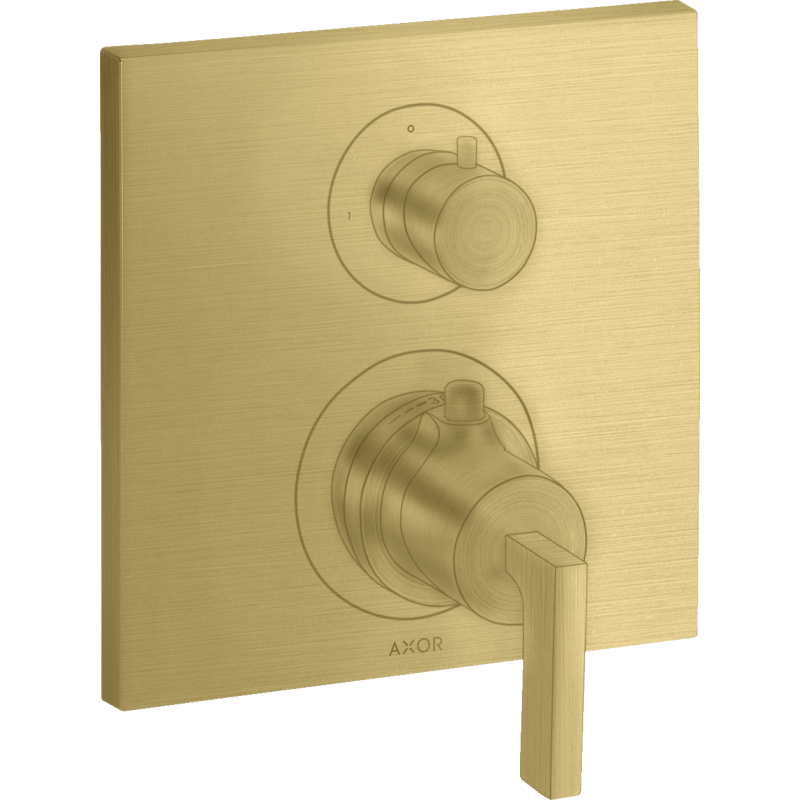 Bateria termo. z uchwytem jednoramiennym i zawór odcin./przeł. 2 odb., podtynk. Mosiądz brushed Citterio AXOR 39720950