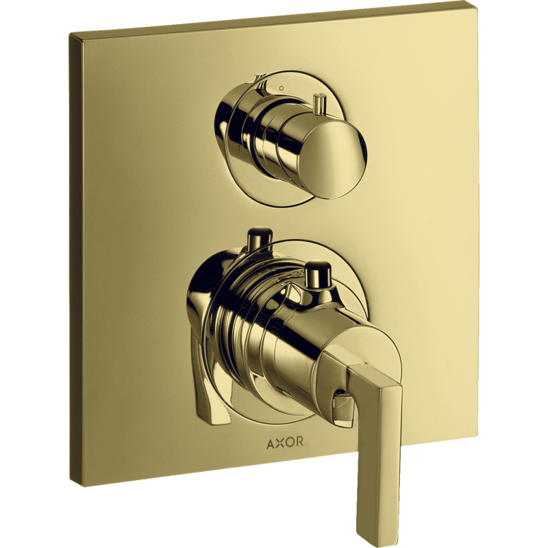 Bateria termo. z uchwytem jednoramiennym i zawór odcin./przeł. 2 odb., podtynk. Złoty poler Citterio AXOR 39720990