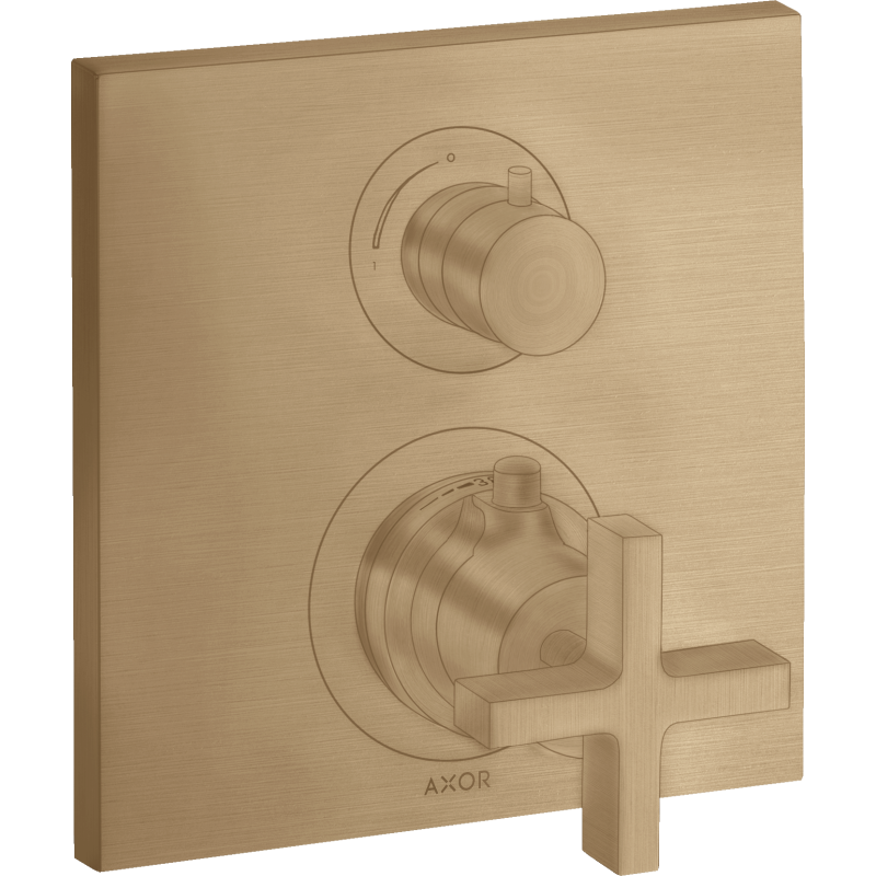 Bateria termo. z uchwytem krzyżowym, do 2 odbiorników, podtynkowa Brąz brushed Citterio AXOR 39725140
