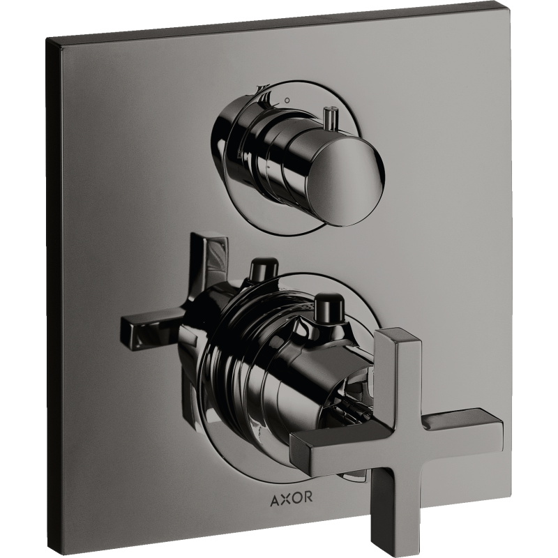 Bateria termo. z uchwytem krzyżowym, do 2 odbiorników, podtynkowa Czarny Chrom poler Citterio AXOR 39725330
