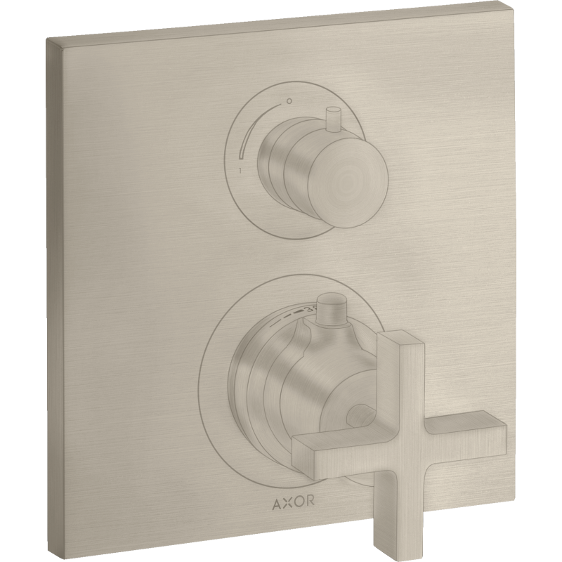 Bateria termo. z uchwytem krzyżowym, do 2 odbiorników, podtynkowa Nikiel brushed Citterio AXOR 39725820