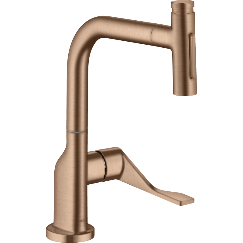 Jednouchwytowa bateria kuchenna Select 230 2jet z wyciągana wylewką i sBox Czerwony Złoty Szczotkowany Citterio AXOR 39862310