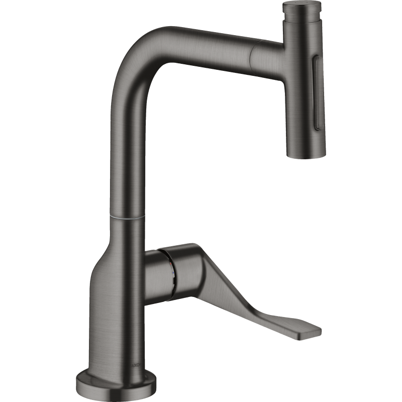 Jednouchwytowa bateria kuchenna Select 230 2jet z wyciąganą wylewką Czarny Chrom Szczotkowany Citterio AXOR 39863340