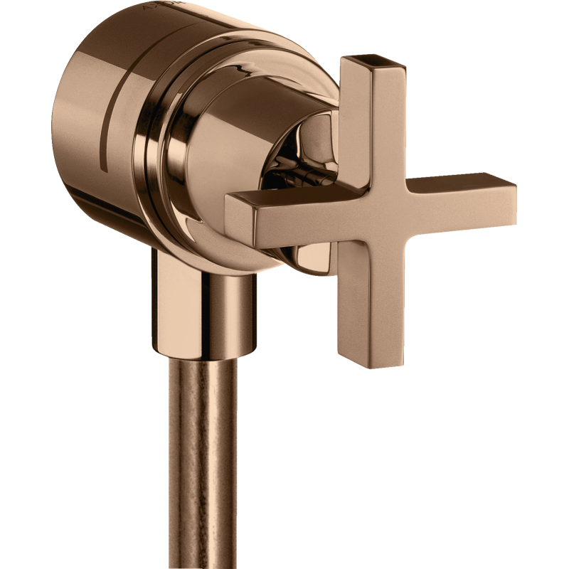 Przyłącze węża z zaworem odcinającym i uchwytem krzyżowym Czerwony Złoty Polerowany Citterio AXOR 39883300