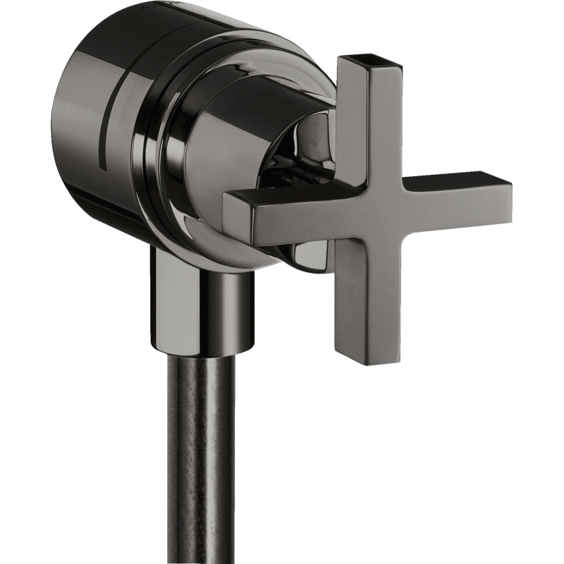 Przyłącze węża z zaworem odcinającym i uchwytem krzyżowym Czarny Chrom Polerowany Citterio AXOR 39883330