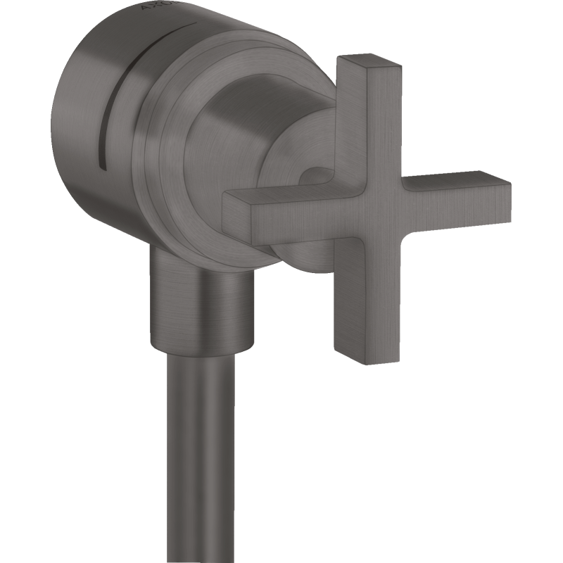 Przyłącze węża z zaworem odcinającym i uchwytem krzyżowym Czarny Chrom Szczotkowany Citterio AXOR 39883340