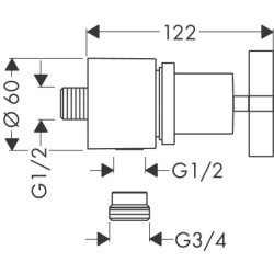 Przyłącze węża z zaworem odcinającym i uchwytem krzyżowym Stal Szlachetna Optyczna Citterio AXOR 39883800