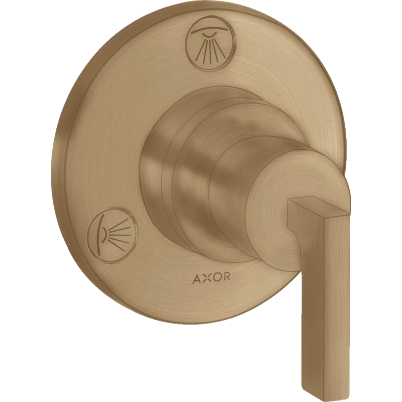 Zawór odcinająco-przełączający Trio/Quattro z uchwytem jednoramiennym, podtynkowy Brąz Szczotkowany Citterio AXOR 39920140