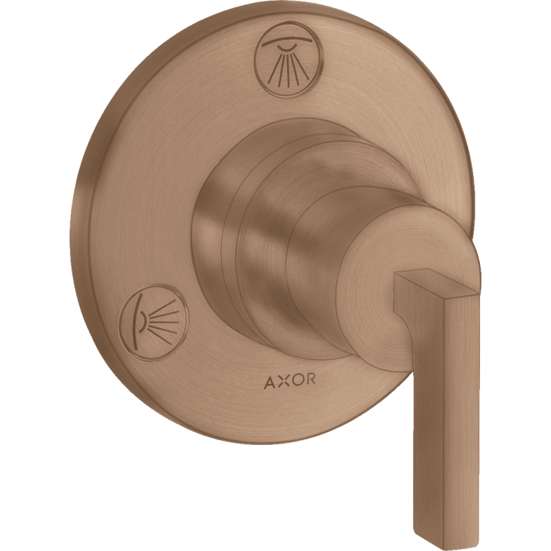 Zawór odcinająco-przełączający Trio/Quattro z uchwytem jednoramiennym, podtynkowy Czerwony Złoty brushed Citterio AXOR 39920310