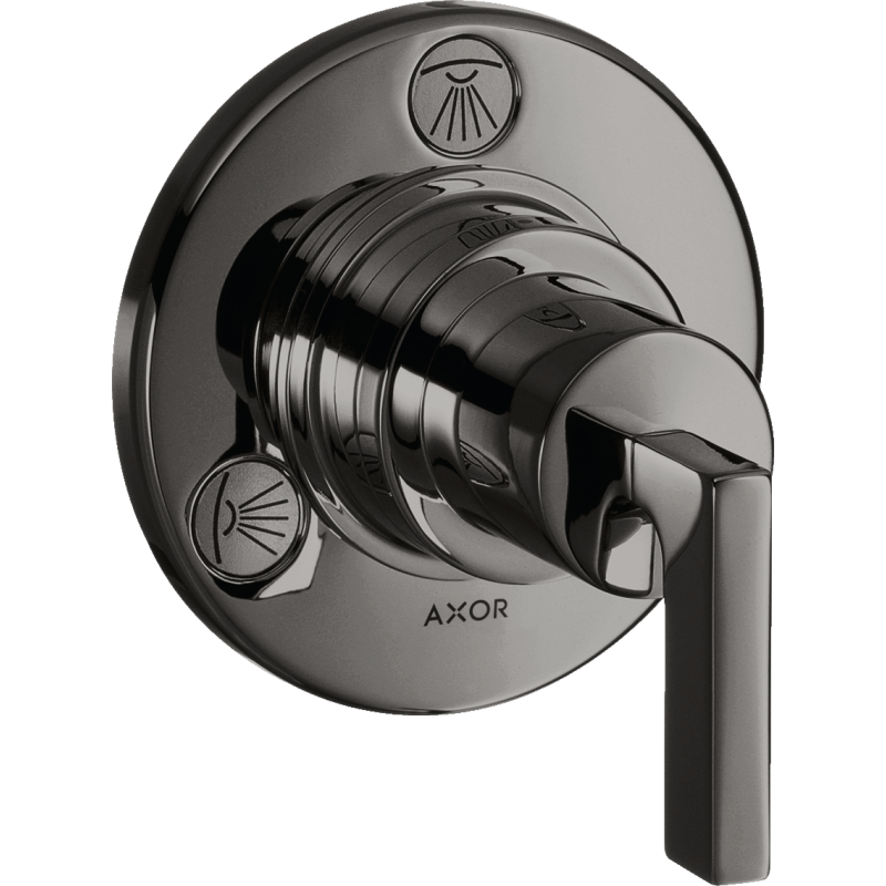 Zawór odcinająco-przełączający Trio/Quattro z uchwytem jednoramiennym, podtynkowy Czarny Chrom Polerowany Citterio AXOR 39920330