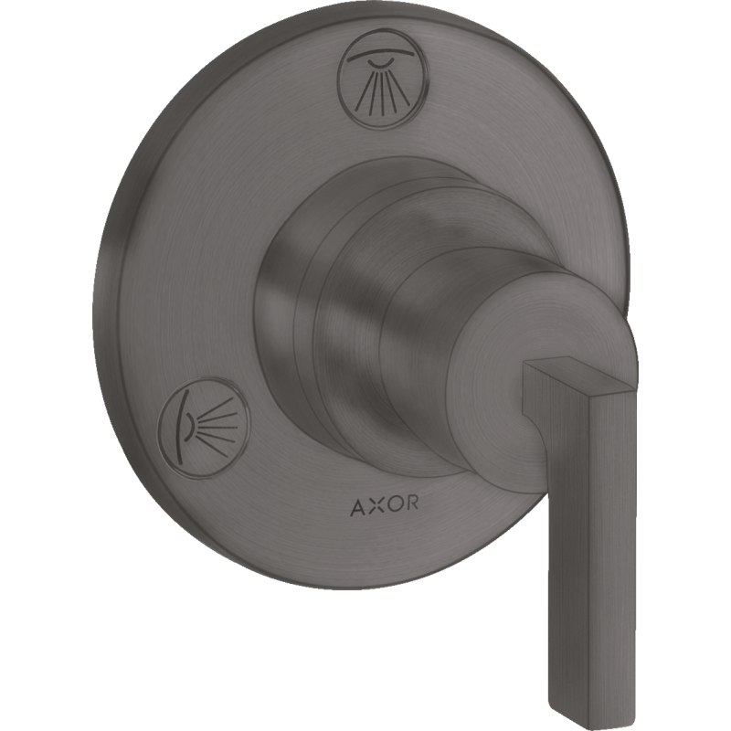 Zawór odcinająco-przełączający Trio/Quattro z uchwytem jednoramiennym, podtynkowy Czarny Chrom brushed Citterio AXOR 39920340