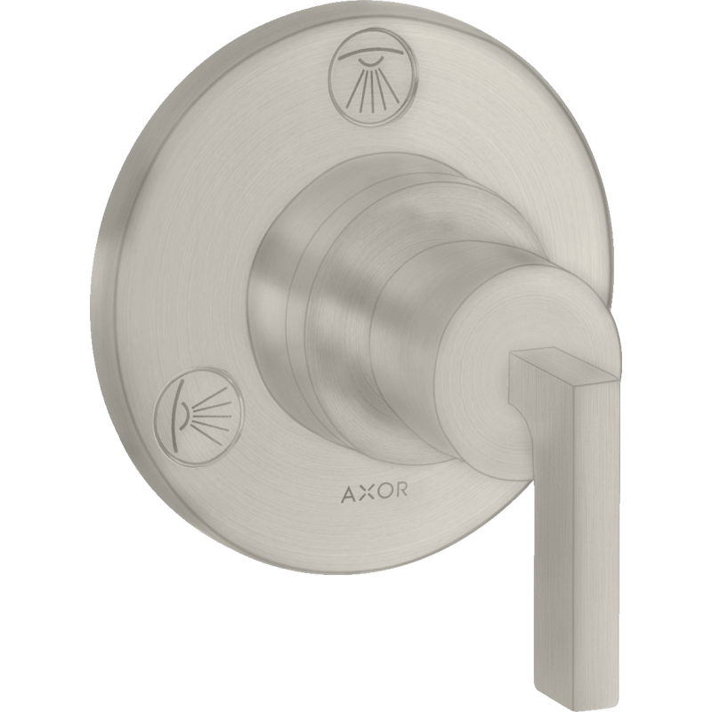 Zawór odcinająco-przełączający Trio/Quattro z uchwytem jednoramiennym, podtynkowy Stal Szlachetna Citterio AXOR 39920800