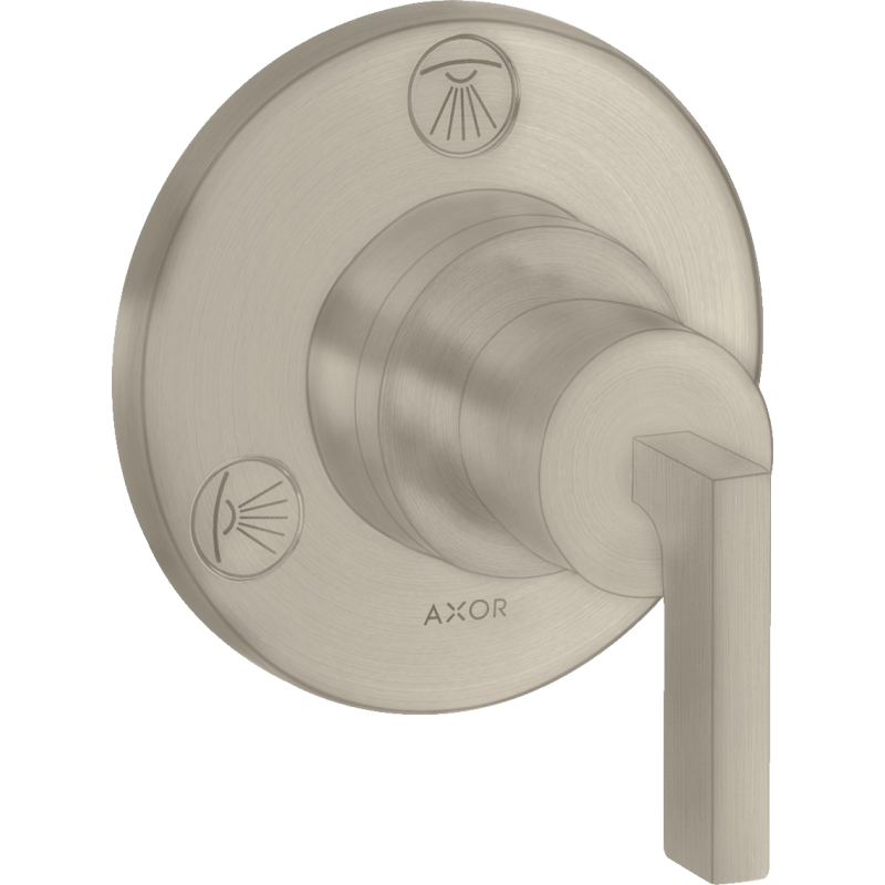 Zawór odcinająco-przełączający Trio/Quattro z uchwytem jednoramiennym, podtynkowy Nikiel Szczotkowany Citterio AXOR 39920820