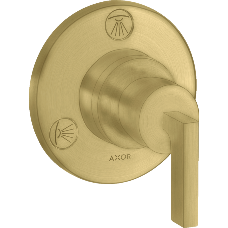 Zawór odcinająco-przełączający Trio/Quattro z uchwytem jednoramiennym, podtynkowy Mosiądz Szczotkowany Citterio AXOR 39920950