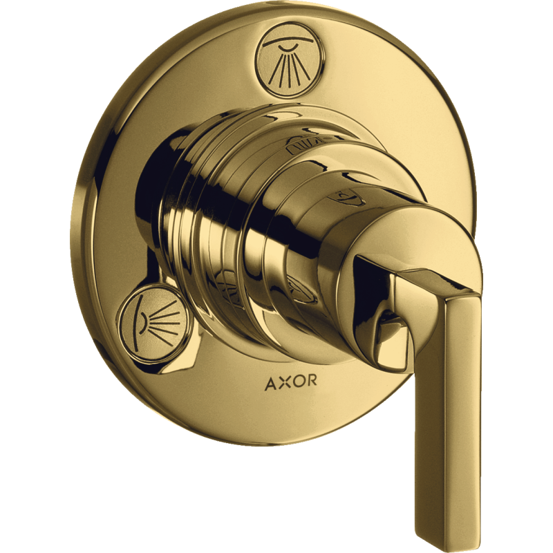 Zawór odcinająco-przełączający Trio/Quattro z uchwytem jednoramiennym, podtynkowy Złoty poler Citterio AXOR 39920990