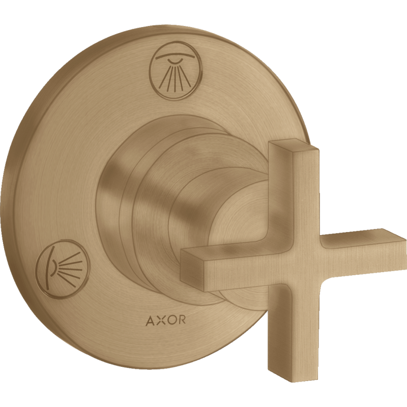 Zawór odcinająco-przełączający Trio/Quattro z uchwytem krzyżowym, podtynkowy Brąz Szczotkowany Citterio AXOR 39925140