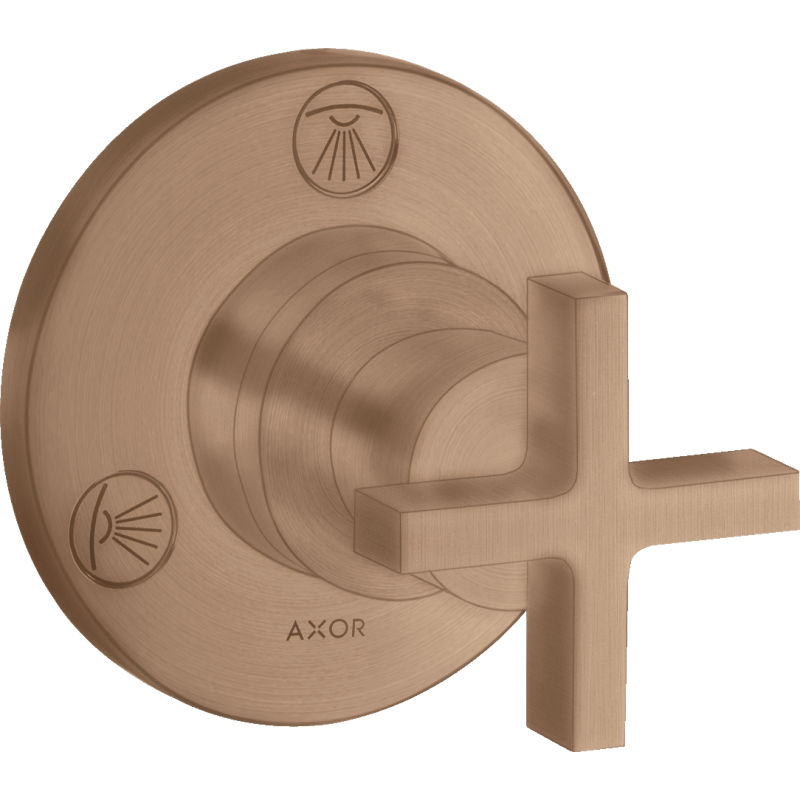 Zawór odcinająco-przełączający Trio/Quattro z uchwytem krzyżowym, podtynkowy Czerwony Złoty Szczotkowany Citterio AXOR 39925310