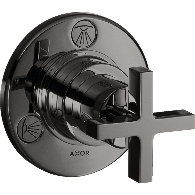 Zawór odcinająco-przełączający Trio/Quattro z uchwytem krzyżowym, podtynkowy Czarny Chrom Polerowany Citterio AXOR 39925330