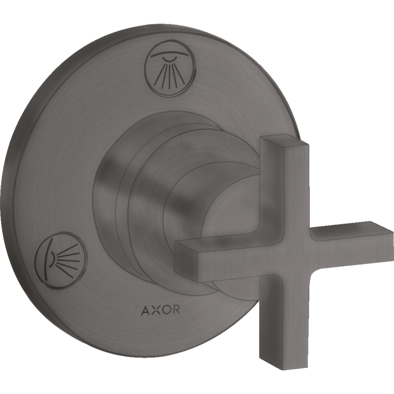 Zawór odcinająco-przełączający Trio/Quattro z uchwytem krzyżowym, podtynkowy Czarny Chrom Szczotkowany Citterio AXOR 39925340