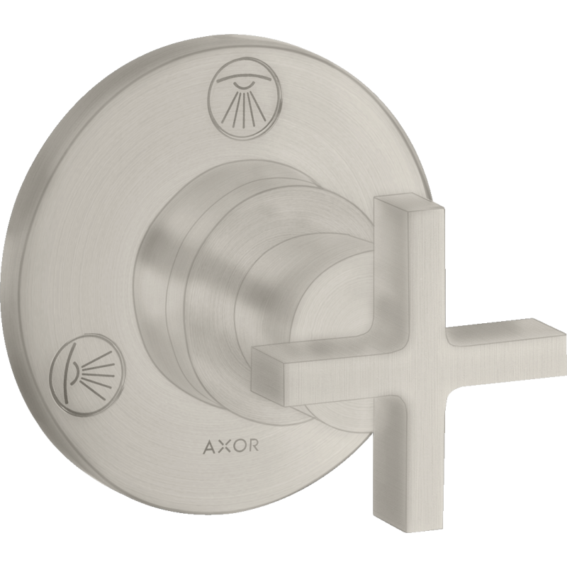 Zawór odcinająco-przełączający Trio/Quattro z uchwytem krzyżowym, podtynkowy Stal Szlachetna Optyczna Citterio AXOR 39925800