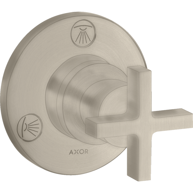 Zawór odcinająco-przełączający Trio/Quattro z uchwytem krzyżowym, podtynkowy Nikiel Szczotkowany Citterio AXOR 39925820