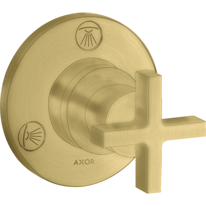 Zawór odcinająco-przełączający Trio/Quattro z uchwytem krzyżowym, podtynkowy Mosiądz Szczotkowany Citterio AXOR 39925950