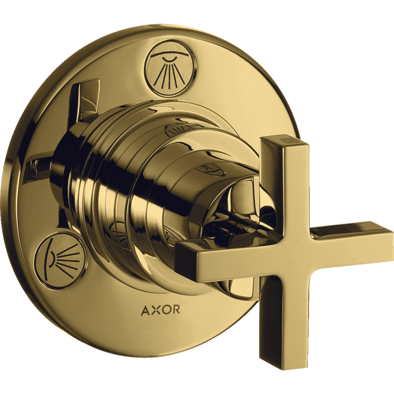 Zawór odcinająco-przełączający Trio/Quattro z uchwytem krzyżowym, podtynkowy Złoty Optyczny Polerowany Citterio AXOR 39925990