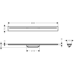 Element zewnętrzny odpływu liniowego 800, montaż odsunięty od ściany Brąz Szczotkowany Drain AXOR 42521140