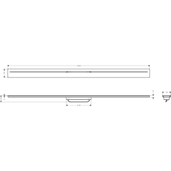 Element zewnętrzny odpływu liniowego 1200, montaż odsunięty od ściany Czarny Chrom Polerowany Drain AXOR 42524330