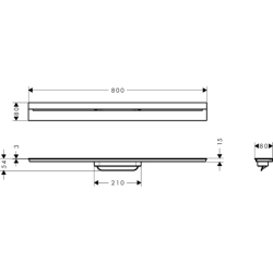 Element zewnętrzny odpływu liniowego 800, montaż przyścienny Czarny Chrom Polerowany Drain AXOR 42526330