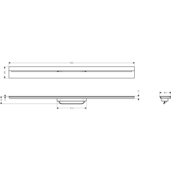 Element zewnętrzny odpływu liniowego 900, montaż przyścienny Czarny Matowy Drain AXOR 42527670