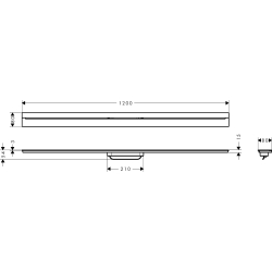 Element zewnętrzny odpływu liniowego 1200, montaż przyścienny Nikiel Szczotkowany Drain AXOR 42529820