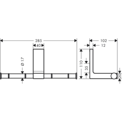 Uchwyt na papier toaletowy, podwójny Czarny Chrom Szczotkowany Universal Rectangular AXOR 42657340