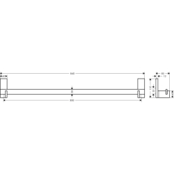 Wieszak na ręcznik kąpielowy 800 mm Brąz Szczotkowany Universal Rectangular AXOR 42683140