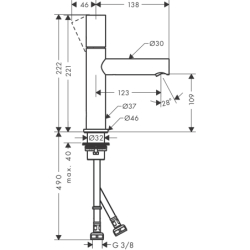 Jednouchwytowa bateria umywalkowa 110 z uchwytem Zero i niezamykanym kpl odpływowym Czerwony Złoty Polerowany Uno AXOR 45002300