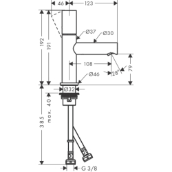Jednouchwytowa bateria umywalkowa 80 z uchwytem Zero i niezamykanym kompletem odpływowym Nikiel Szczotkowany Uno AXOR 45005820