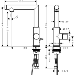 Bateria umywalkowa Select 220 z kompletem odpływowym z cięgłem Złoty Optyczny Polerowany Uno AXOR 45016990