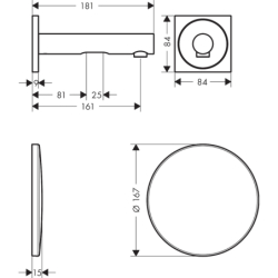 Elektroniczna bateria umywalkowa z wylewką 161 mm, ścienna, podtynkowa Stal Szlachetna Optyczna Uno AXOR 45110800