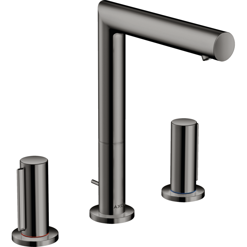 3-otworowa bateria umywalkowa 200 z uchwytami Zero i kompletem odpływowym z cięgłem Czarny Chrom Polerowany Uno AXOR 45133330
