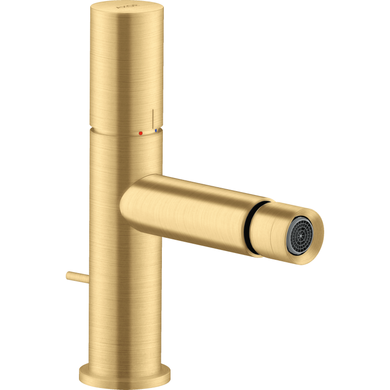 Jednouchwytowa bateria bidetowa z uchwytem Zero i kompletem odpływowym z cięgłem Złoty Optyczny Szczotkowany Uno AXOR 45200250