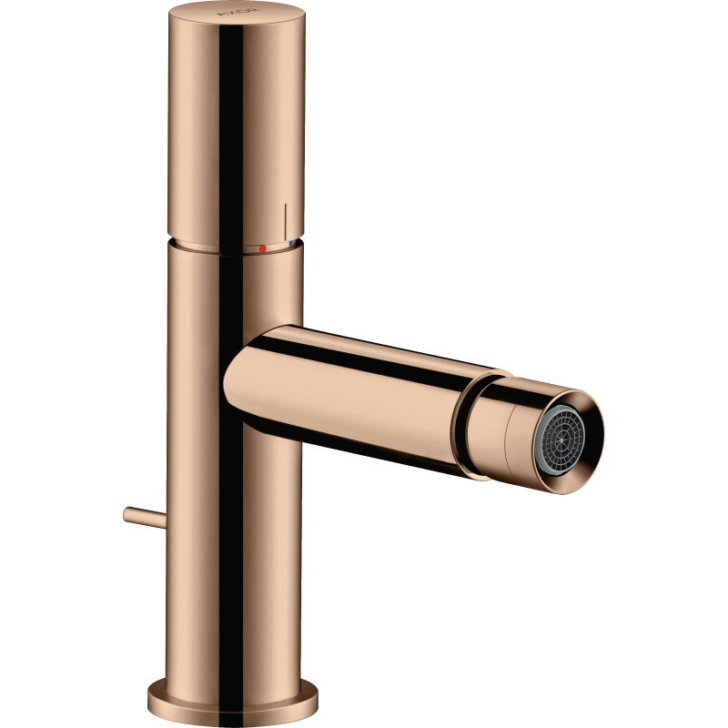 Jednouchwytowa bateria bidetowa z uchwytem Zero i kompletem odpływowym z cięgłem Czerwony Złoty Polerowany Uno AXOR 45200300