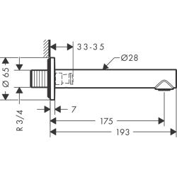 Wylewka wannowa, prosta Chrom Uno AXOR 45410000