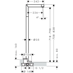 Wylewka wannowa, wolnostojąca Czarny Chrom Szczotkowany Uno AXOR 45412340