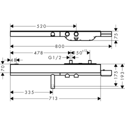 Bateria wannowa 800, termostatyczna, natynkowa Nikiel Szczotkowany ShowerSolutions AXOR 45420820