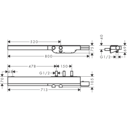 Bateria termostatyczna 800 Universal do 2 odbiorników, natynkowo/podtynkowa Chrom ShowerSolutions AXOR 45440000