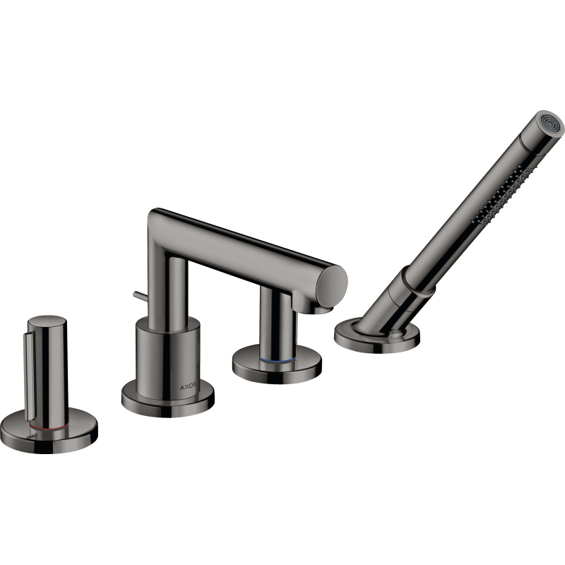 4-otworowa bateria na brzeg wanny z uchwytami Zero Czarny Chrom Polerowany Uno AXOR 45444330