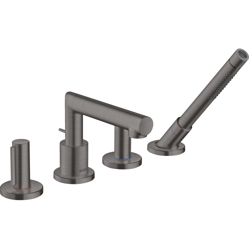 4-otworowa bateria na brzeg wanny z uchwytami Zero Czarny Chrom Szczotkowany Uno AXOR 45444340